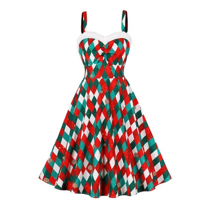 Christmas Theme Summer Dress Sling Backless Women's Clothing