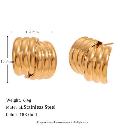 Personalized Design Popular Three-layer Vertical Stripe Cross Ear Studs