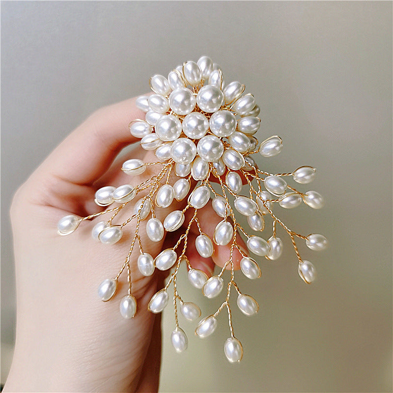 Brooch European And American Elegant Flowers Branches Pearls Femininity Jacket Suit Corsage