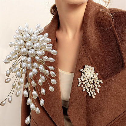 Brooch European And American Elegant Flowers Branches Pearls Femininity Jacket Suit Corsage