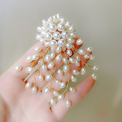 Brooch European And American Elegant Flowers Branches Pearls Femininity Jacket Suit Corsage