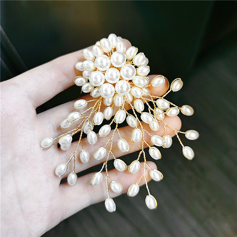 Brooch European And American Elegant Flowers Branches Pearls Femininity Jacket Suit Corsage