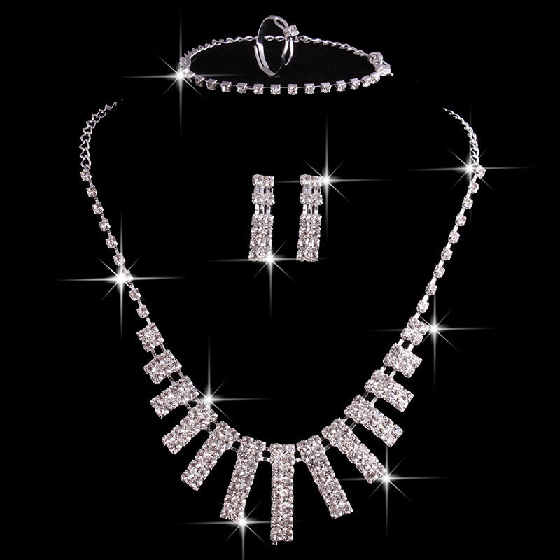 jewelry, bridal jewelry four sets, wedding match crystal jewelry set