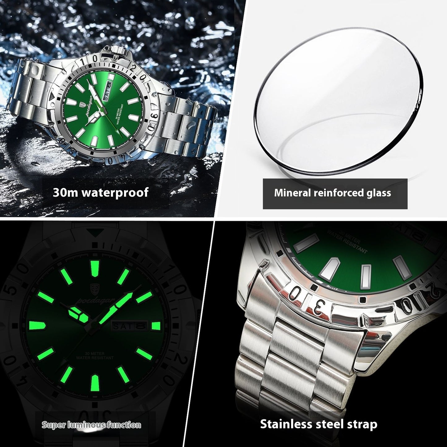 Waterproof Fashion Men's Super Strong Luminous Watch