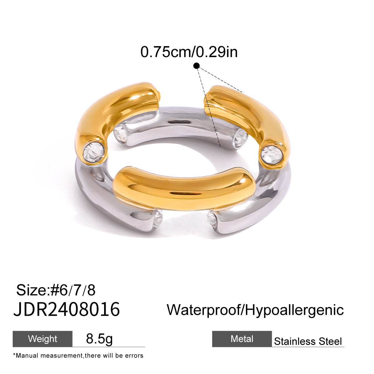 Color Matching Stainless Steel Ring Niche Exaggeration