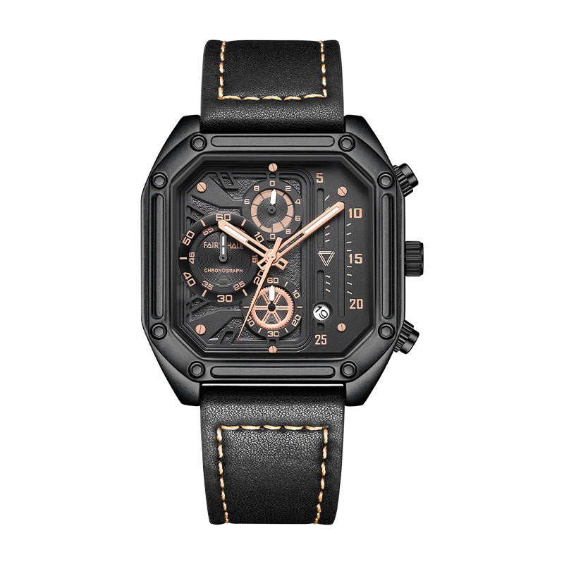 Men's Multi-functional Square Quartz Watch