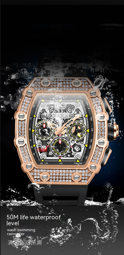 Full Diamond Fashion New Multi-functional Mechanical Watch